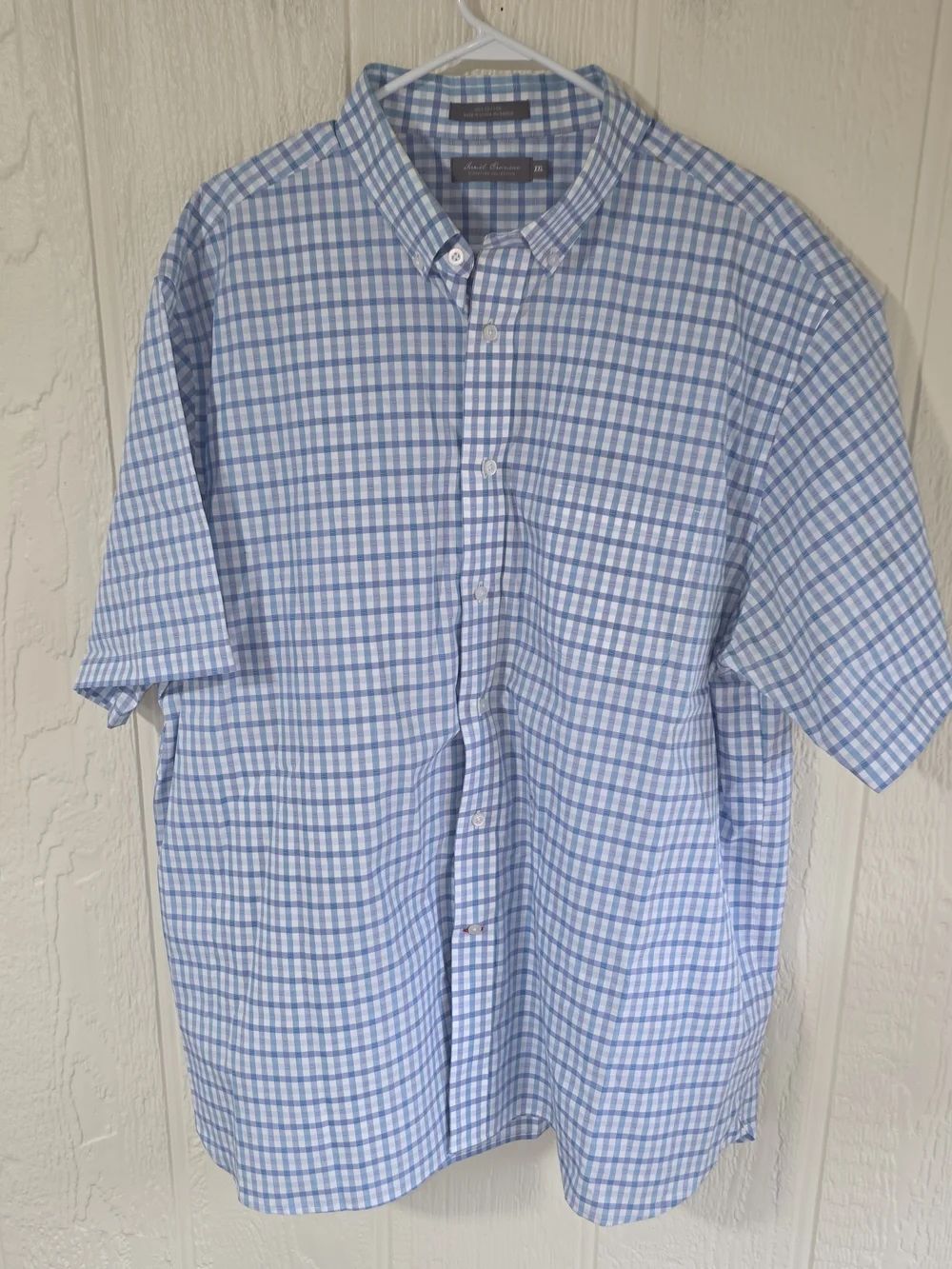 Men's Daniel Cremieux Light Blue Plaid Short-Sleeve Button-Down Shirt, Size XXL